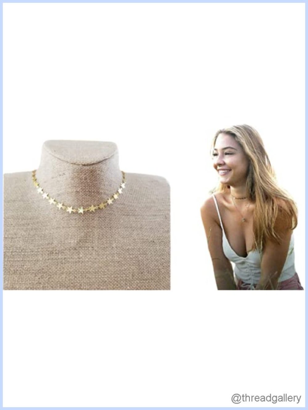 Gold Star Chain Necklace 18k Gold Lobster Clasp Choker